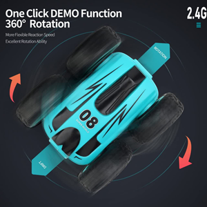 ماشین کنترلی چرخشی 360 درجه آبی Car 360 Degree Flip Remote Control Cars مقیاس 1:32_اسباب بازی